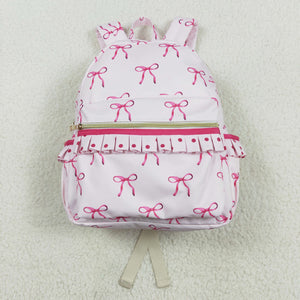 Bow Pattern Dots Ruffles Pink Backpack