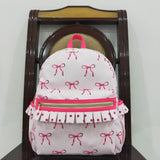 Bow Pattern Dots Ruffles Pink Backpack