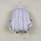 Leopard Print Purple Ruffles White Backpack