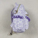 Leopard Print Purple Ruffles White Backpack