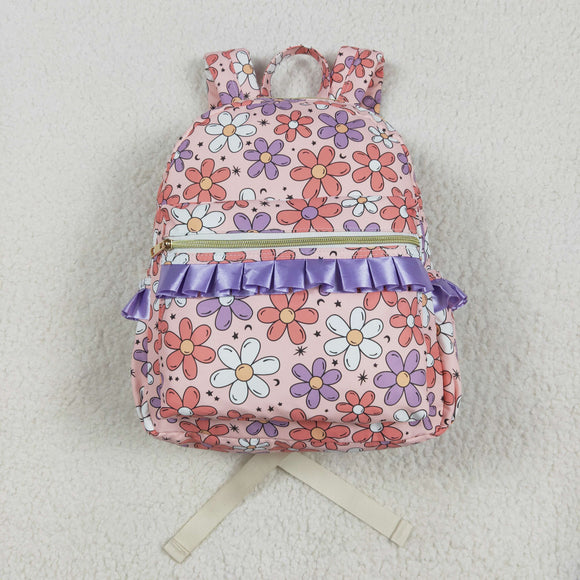 Floral Purple Ruffles Pink Backpack