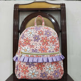 Floral Purple Ruffles Pink Backpack