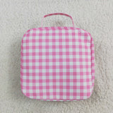 Pink White Plaid Insulated Lunch Bag