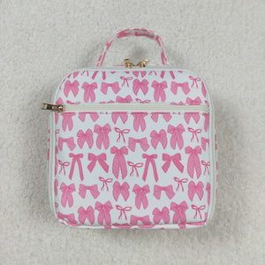 Pink Bow Pattern White Lunch Bag