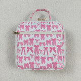 Pink Bow Pattern White Lunch Bag