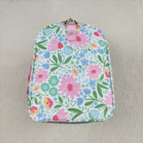 Floral Leaves Pink Ruffles White Gym Bag
