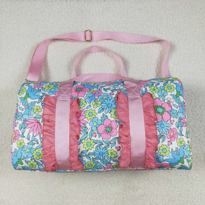 Blue Floral Pink Ruffles White Gym Bag