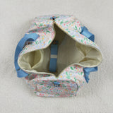 Floral Leaves Blue Ruffles White Gym Bag