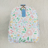 Floral Leaves Blue Ruffles White Gym Bag