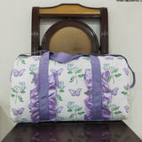 Butterfly Hydrangea Floral Leaves Purple Ruffles White Gym Bag