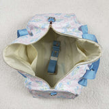 Hydrangea Floral Pink Bow Pattern Blue Ruffles White Gym Bag