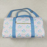 Hydrangea Floral Pink Bow Pattern Blue Ruffles White Gym Bag
