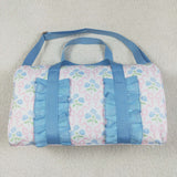Hydrangea Floral Pink Bow Pattern Blue Ruffles White Gym Bag