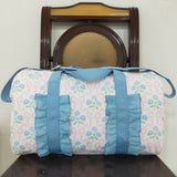 Hydrangea Floral Pink Bow Pattern Blue Ruffles White Gym Bag