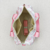 Cartoon Pink Bow Pattern White Gym Bag