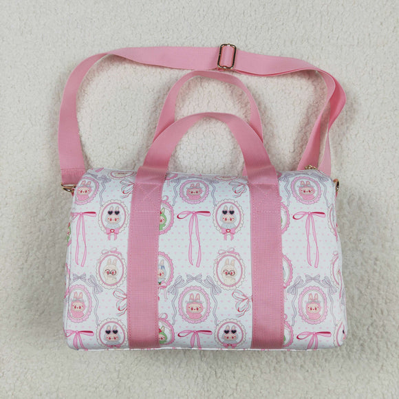 Cartoon Pink Bow Pattern White Gym Bag