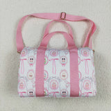 Cartoon Pink Bow Pattern White Gym Bag