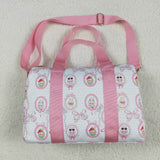 Cartoon Pink Bow Pattern White Gym Bag