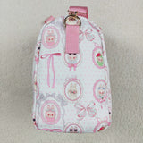 Cartoon Pink Bow Pattern White Gym Bag