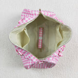 Pink White Plaid Ruffles Gym Bag