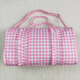 Pink White Plaid Ruffles Gym Bag