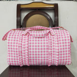 Pink White Plaid Ruffles Gym Bag