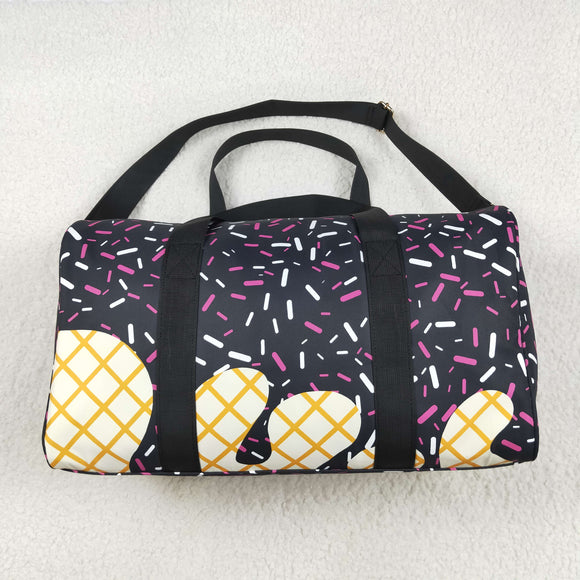 Waffle Ice Cream Black Gym Bag