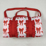 Santa Bow Pattern Pink Red Christmas Gym Bag
