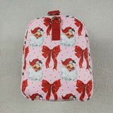 Santa Bow Pattern Pink Red Christmas Gym Bag