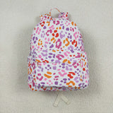 Purple Leopard Print White Backpack