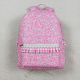 Bow Pattern Plaid Ruffles Pink Backpack
