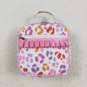 Purple Leopard Print White Lunch Bag
