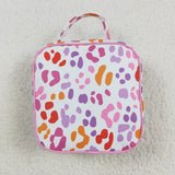 Purple Leopard Print White Lunch Bag