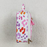 Purple Leopard Print White Lunch Bag