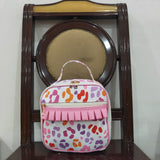 Purple Leopard Print White Lunch Bag