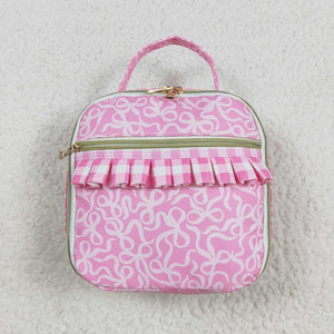 Bow Pattern Plaid Ruffles Pink Lunch Bag