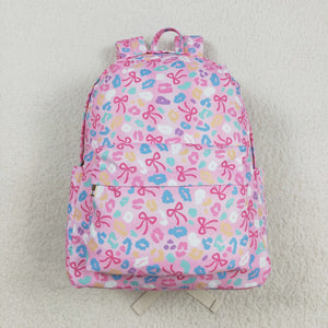 Bow Pattern Leopard Print Pink Backpack