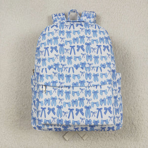 Blue Bow Pattern White Backpack