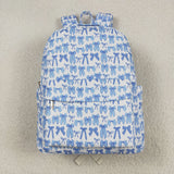 Blue Bow Pattern White Backpack