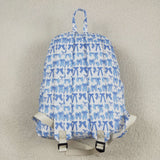 Blue Bow Pattern White Backpack