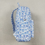 Blue Bow Pattern White Backpack