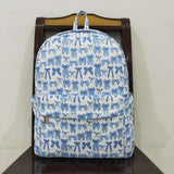 Blue Bow Pattern White Backpack
