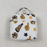 Go Team Football Golden Black White Insulated Lunch Bag