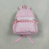 02-Light Pink Bow Pattern Plaid Ruffles Backpack