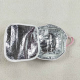 02-Light Pink Bow Pattern Plaid Ruffles Lunch Bag