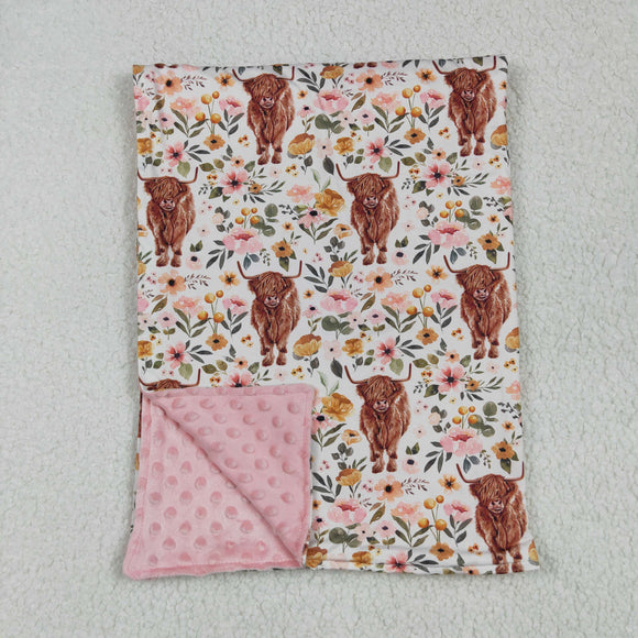 Cow Floral Pink Blankets