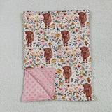 Cow Floral Pink Blankets
