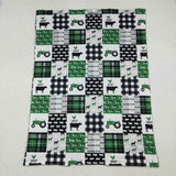 Tractor Animals Green Plaid Blankets