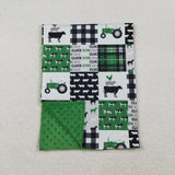 Tractor Animals Green Plaid Blankets