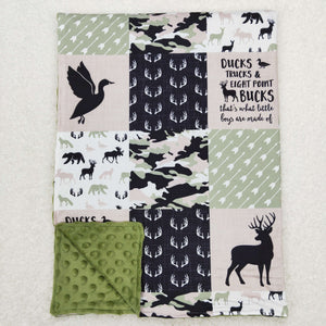 Ducks Deers Plaid Green Blankets